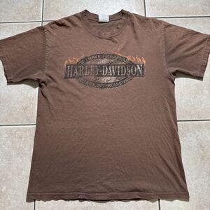 VTG Harley Davidson If I Have To Explain T Shirt Size M Brown Flame Double-Sided